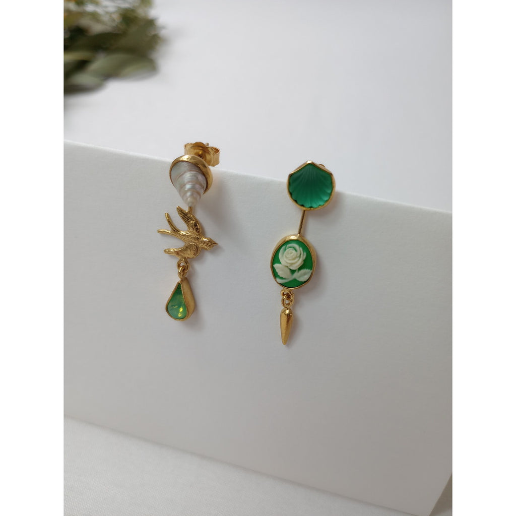GRAINNE MORTON グレイン モートン Mint Sparrow Double Detachable Victorian Drop Earrings ドロップイヤリング ピアス ゴールド アクセサリー【中古】