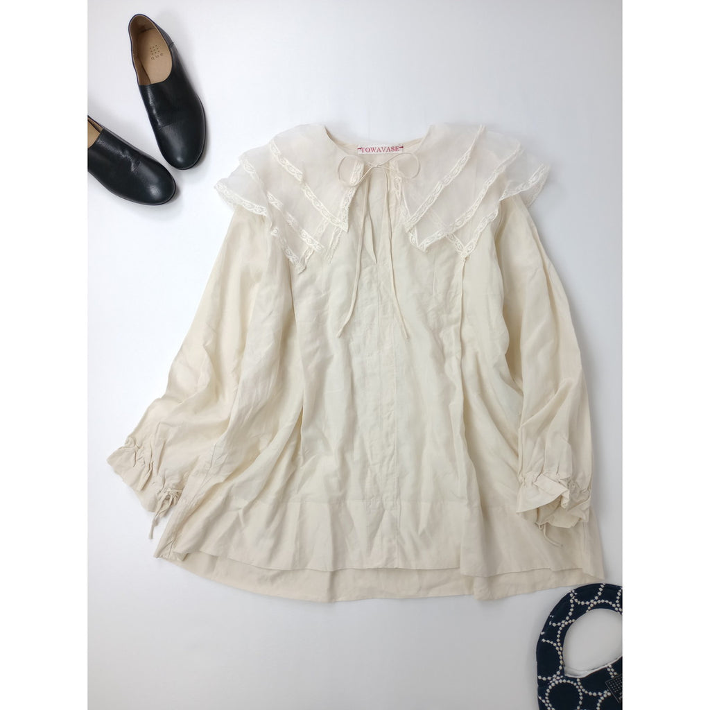 25SS  TOWAVASE トワヴァーズ  Leavers  レース  ブラウス トップス  アイボリー 【中古】