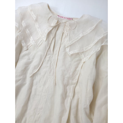 25SS  TOWAVASE トワヴァーズ  Leavers  レース  ブラウス トップス  アイボリー 【中古】