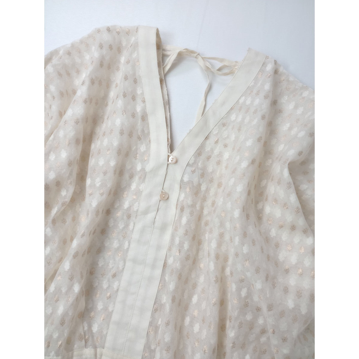 ASEEDONCLOUD アシードンクラウド oly island blouse -Holy gold cloth- コットン シルク  ドット柄 ブラウス トップス 生成り 【中古】