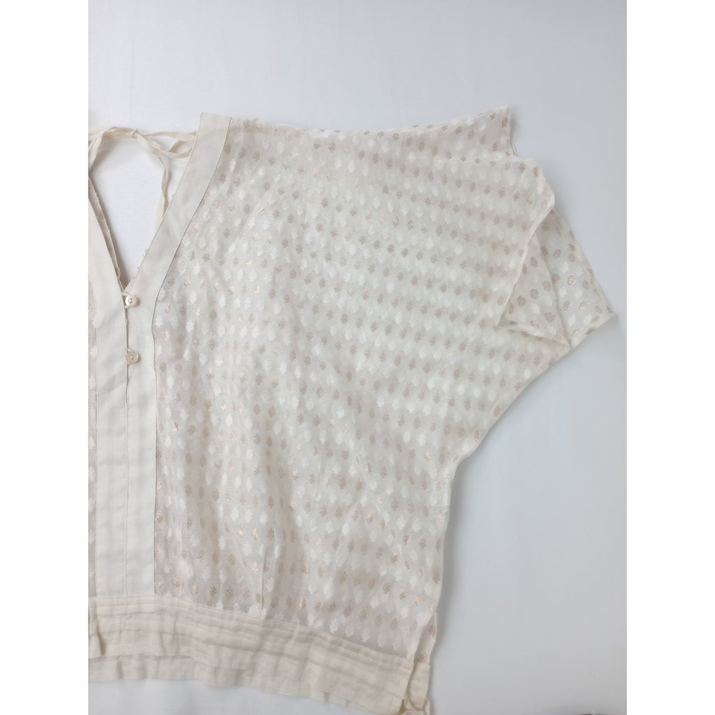 ASEEDONCLOUD アシードンクラウド oly island blouse -Holy gold cloth- コットン シルク  ドット柄 ブラウス トップス 生成り 【中古】