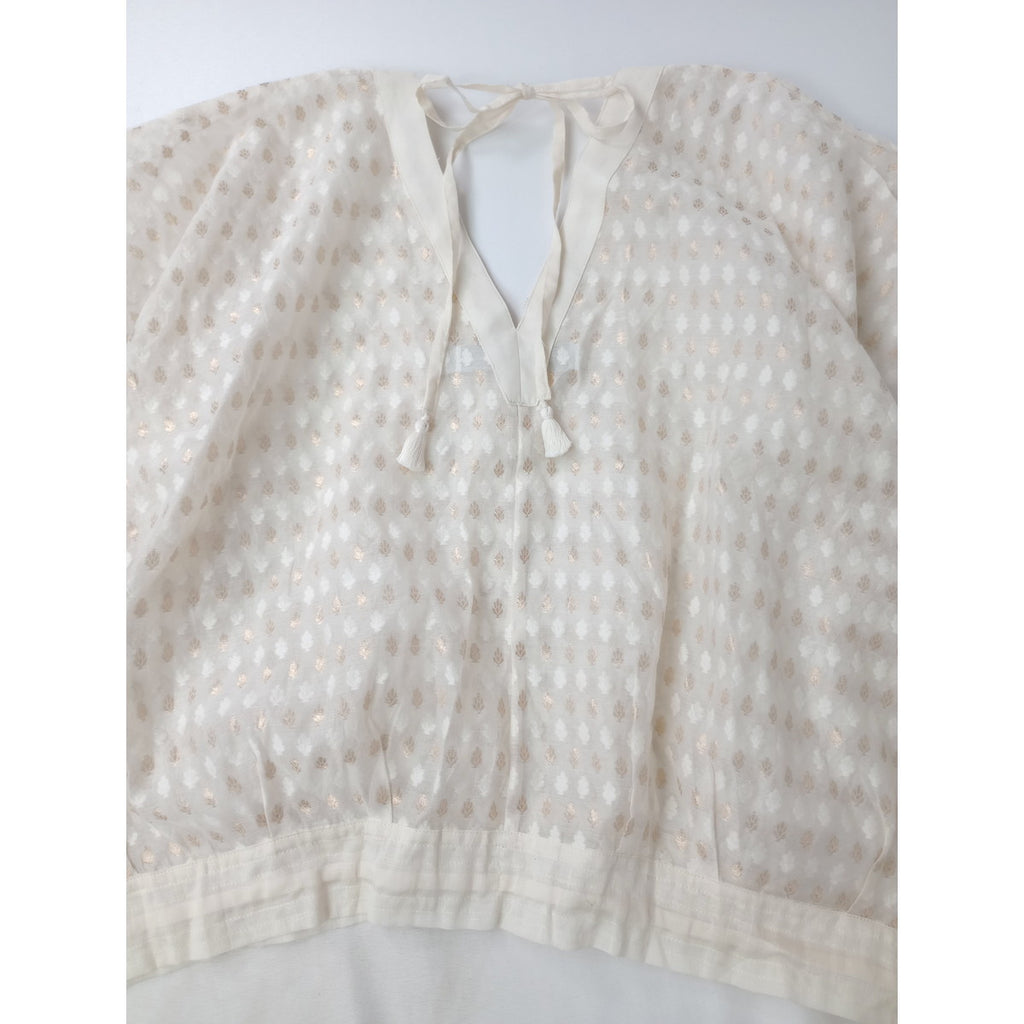 ASEEDONCLOUD アシードンクラウド oly island blouse -Holy gold cloth- コットン シルク  ドット柄 ブラウス トップス 生成り 【中古】