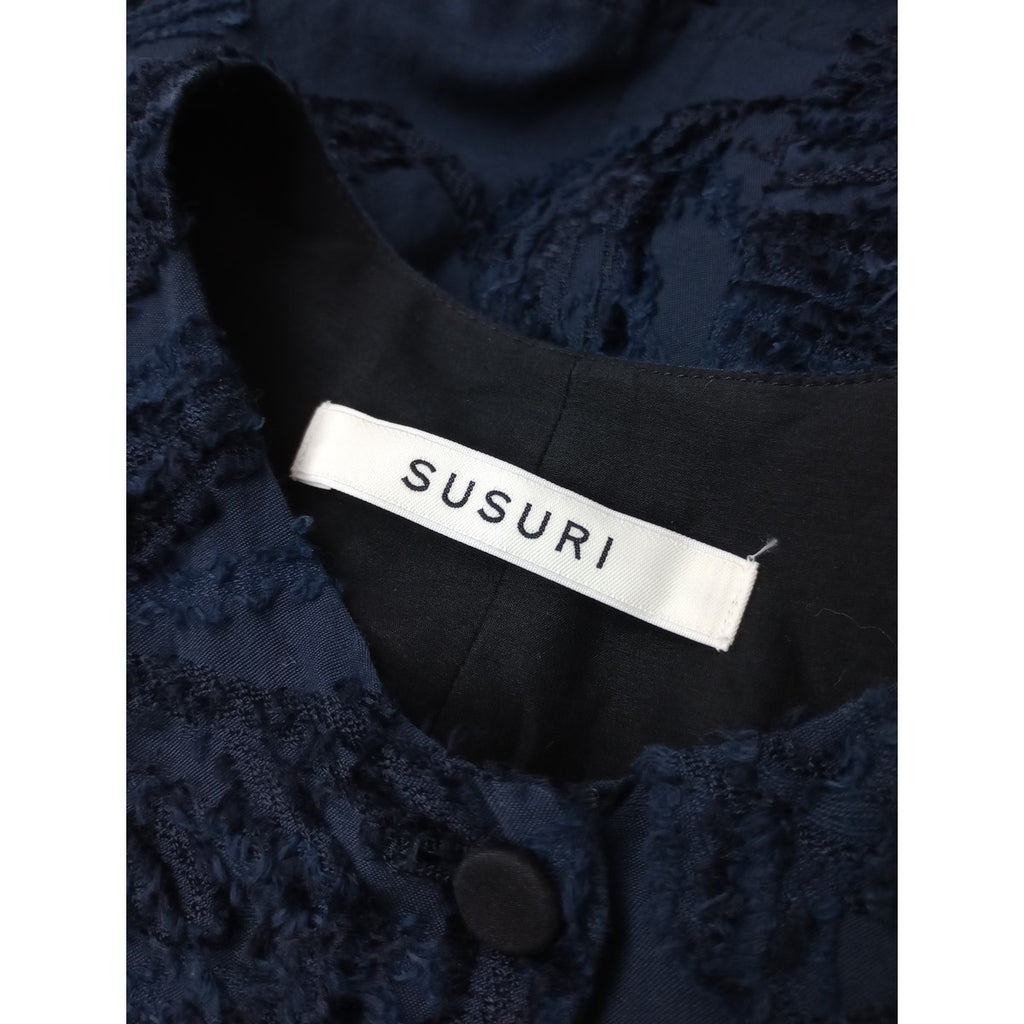SUSURI ススリ ジャガード ロング ドレス ワンピース ネイビー 1 【中古】
