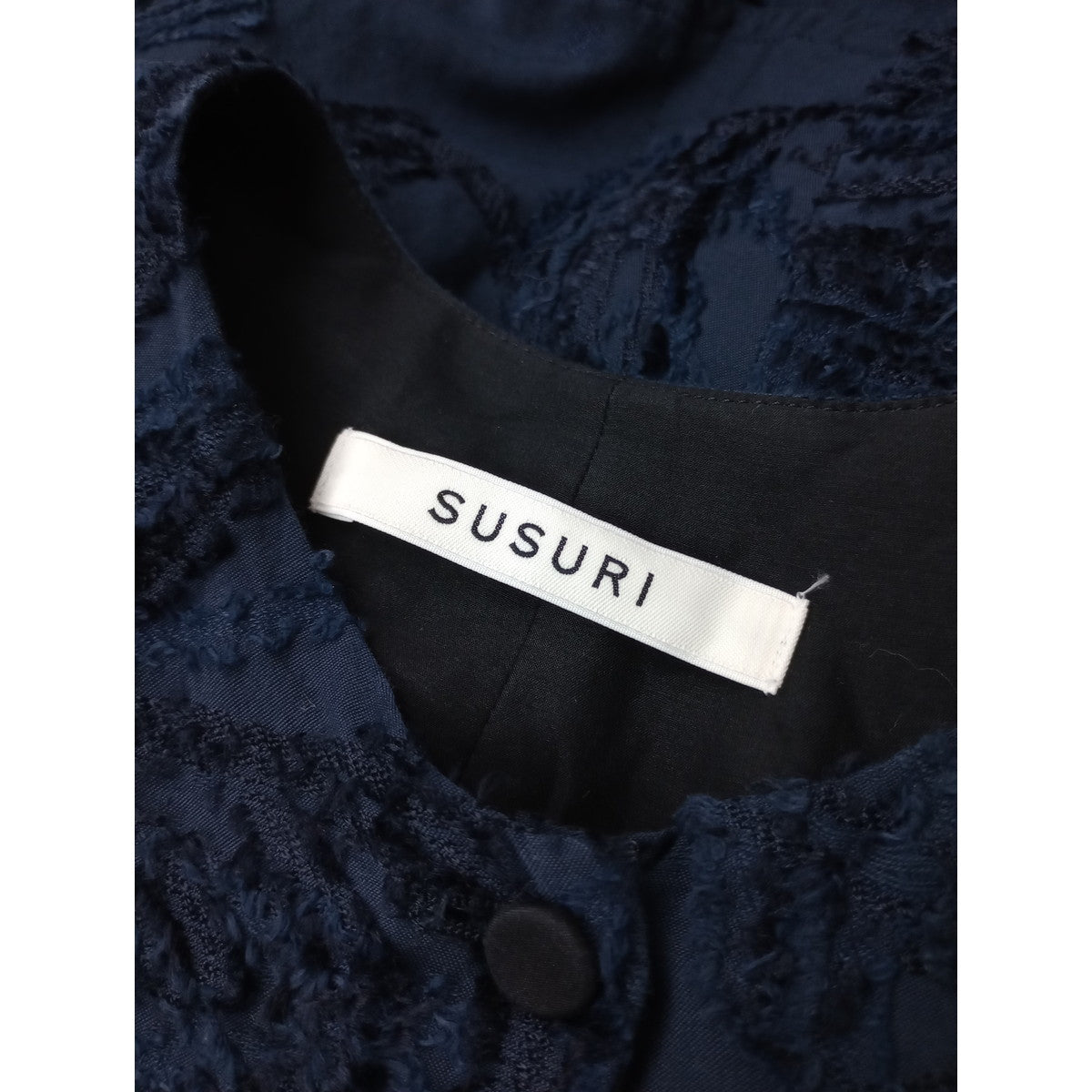SUSURI ススリ ジャガード ロング ドレス ワンピース ネイビー 1 【中古】