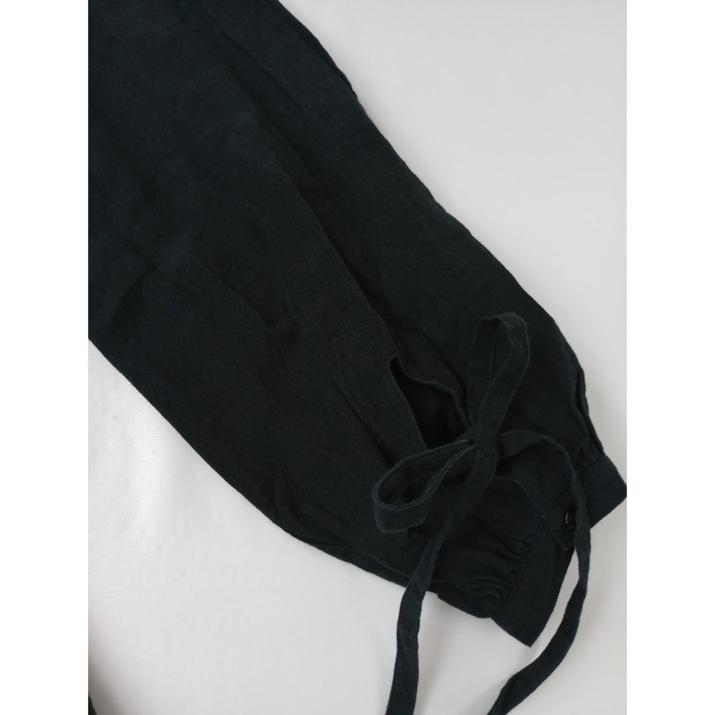 the last flower of the afternoon  ラストフラワーオブジアフタヌーン リネン 麻 100％ ロングドレス ワンピース 黒 ブラック 【中古】