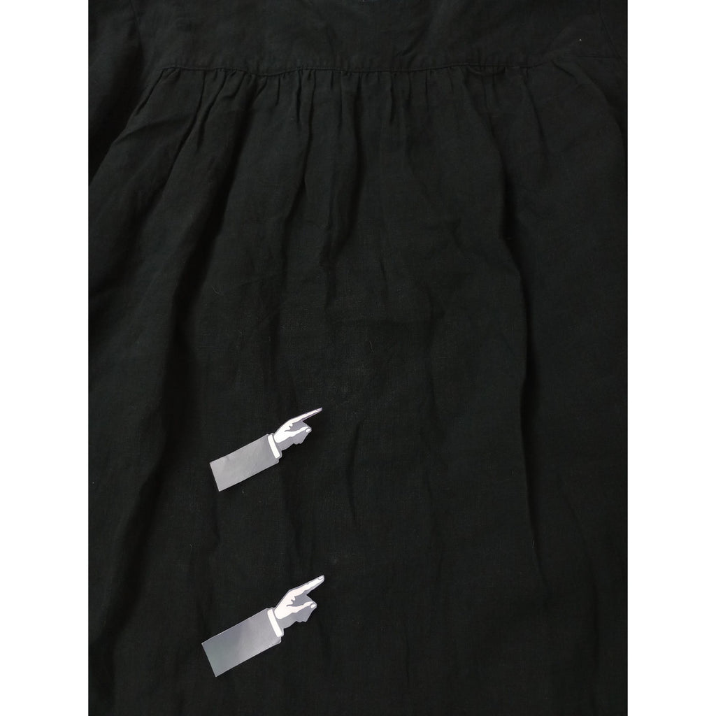 the last flower of the afternoon  ラストフラワーオブジアフタヌーン リネン 麻 100％ ロングドレス ワンピース 黒 ブラック 【中古】