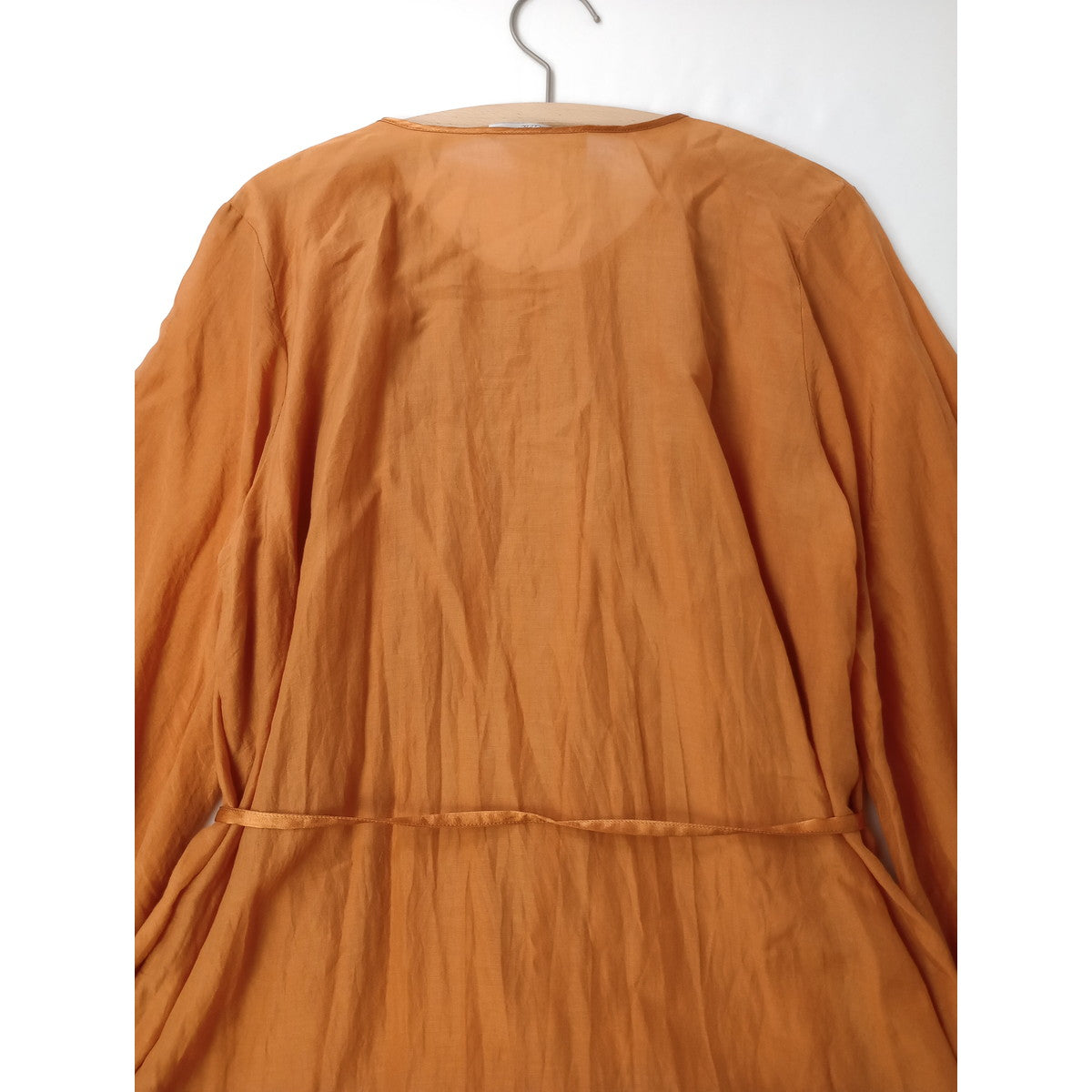 enrica エンリカ コットン シルク ギャザー ロングワンピース ドレス  オレンジ 【中古】