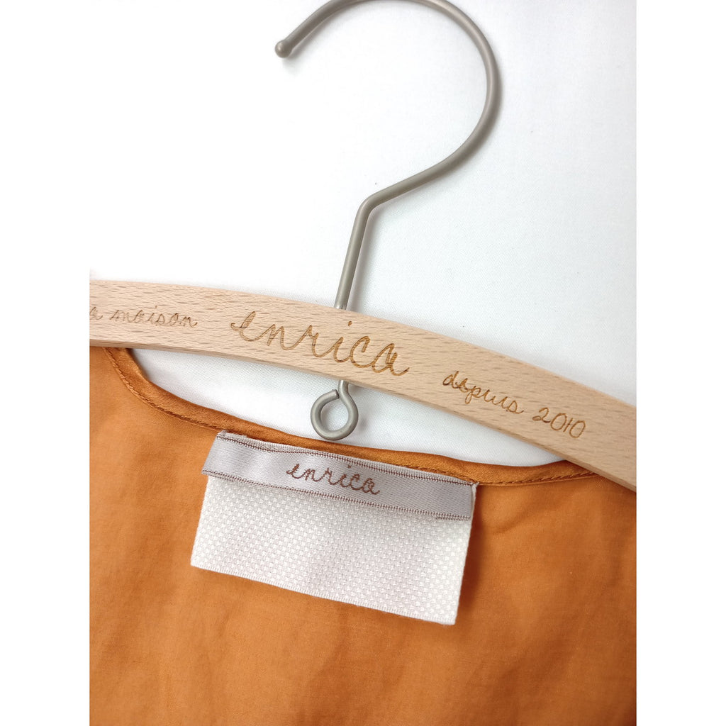 enrica エンリカ コットン シルク ギャザー ロングワンピース ドレス  オレンジ 【中古】