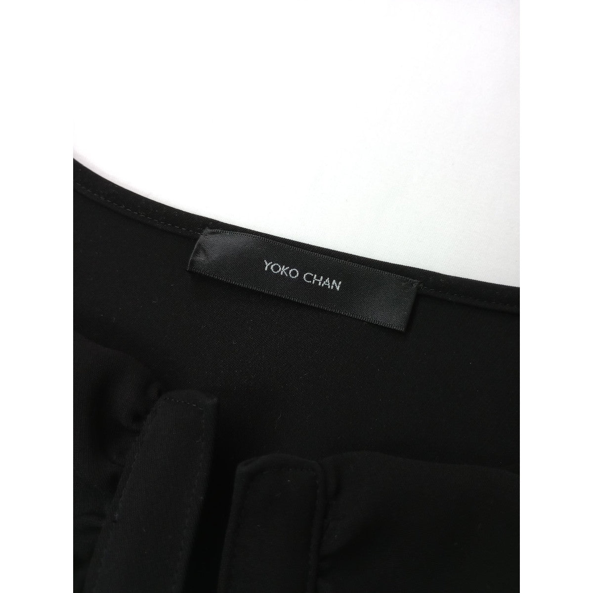 YOKO CHAN ヨーコチャン ボリューム ラッフル フレンチスリーブ ロングドレス ロングワンピース 黒 ブラック 【中古】