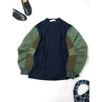 TOGA PULLA トーガプルラ Cotton jersey top コットンジャージートップス 切り替え ネイビー  カーキ  36【中古】