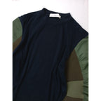 TOGA PULLA トーガプルラ Cotton jersey top コットンジャージートップス 切り替え ネイビー  カーキ  36【中古】