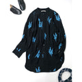 ne Quittez pas ヌキテパ Moss RAYON Lupinus Embroidery Blouse エンブロイダリーレーヨンブラウス 黒 ブラック 【中古】