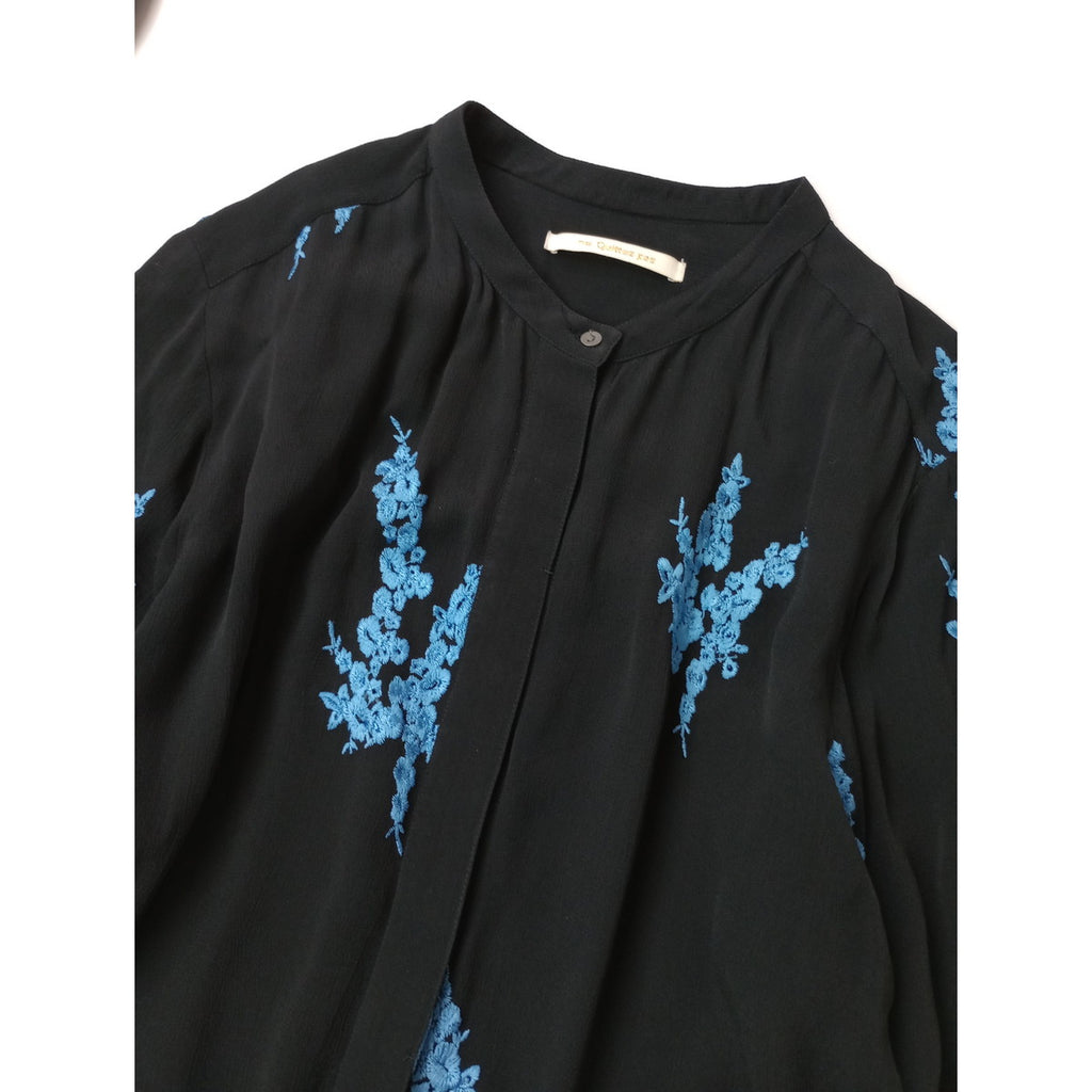 ne Quittez pas ヌキテパ Moss RAYON Lupinus Embroidery Blouse エンブロイダリーレーヨンブラウス 黒 ブラック 【中古】