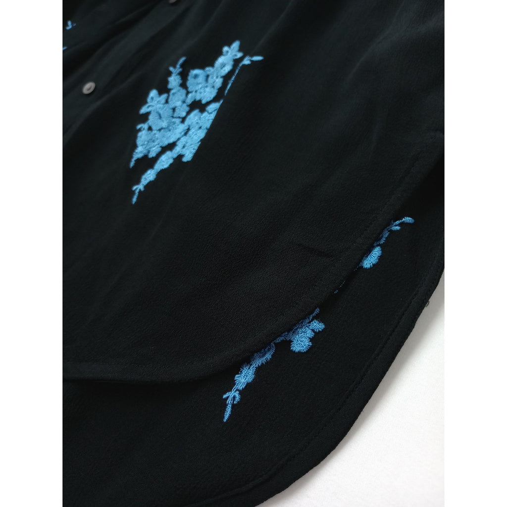 ne Quittez pas ヌキテパ Moss RAYON Lupinus Embroidery Blouse エンブロイダリーレーヨンブラウス 黒 ブラック 【中古】