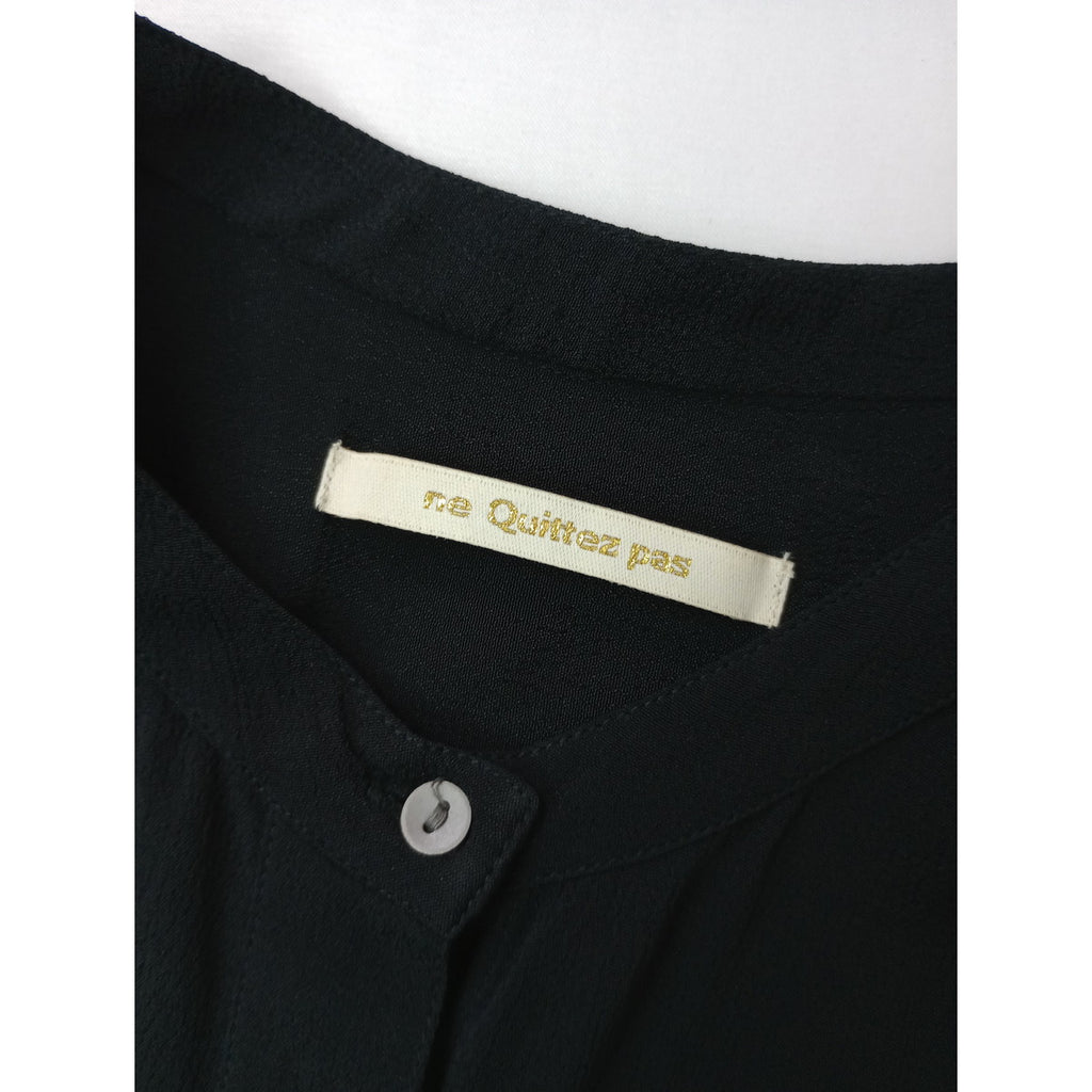 ne Quittez pas ヌキテパ Moss RAYON Lupinus Embroidery Blouse エンブロイダリーレーヨンブラウス 黒 ブラック 【中古】