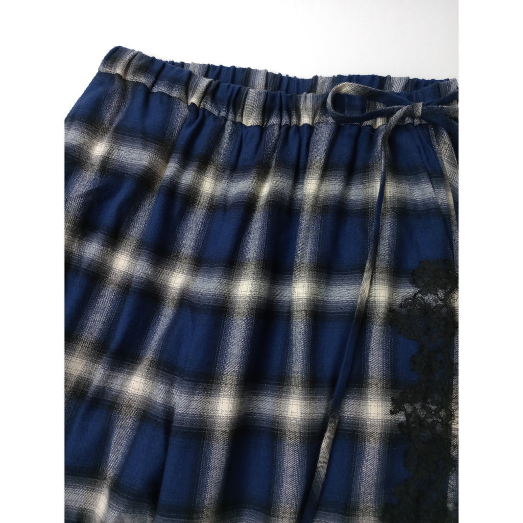 KEITA MARUYAMA ケイタマルヤマ On-bray Check Lace PT チェックレースパンツ ネイビー 2 【中古】