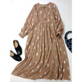 ne Quittez pas ヌキテパ Cotton Voile Foil Flower Print Gather Dress フラワー 箔プリント コットン 綿 100％ ギャザー ドレス ロング ワンピース ベージュ S  【中古】