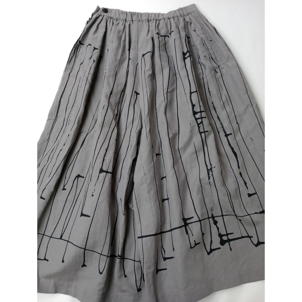 mina perhonen ミナペルホネン rain track レイントラック コットン リネン ワイドパンツ  グレー  36【中古】