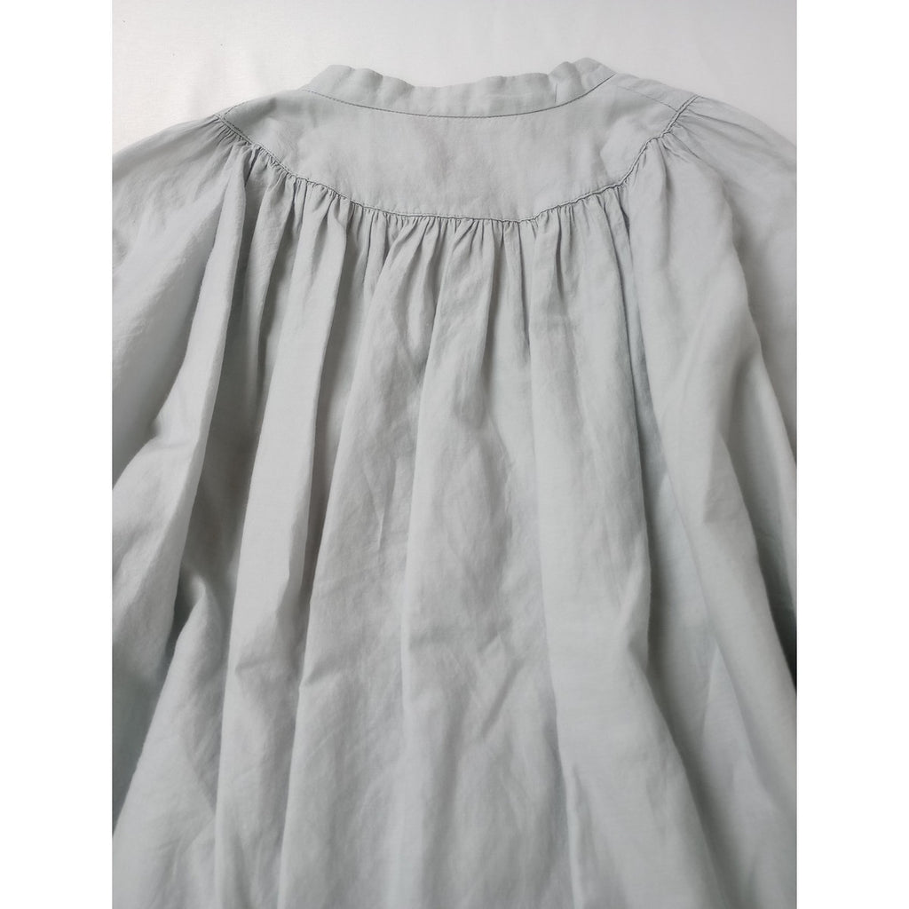 mina perhonen ミナペルホネン sokeri シルク コットン シャツ ブラウス ライトグレー 36  【中古】