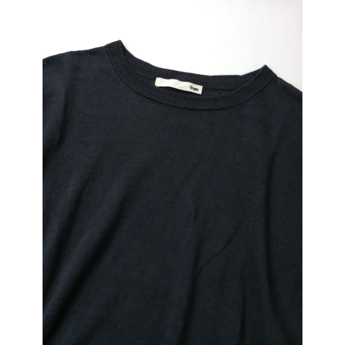 evam eva エヴァムエヴァ リネン 麻 100％ プルオーバー サマーニット 黒 ブラック  【中古】
