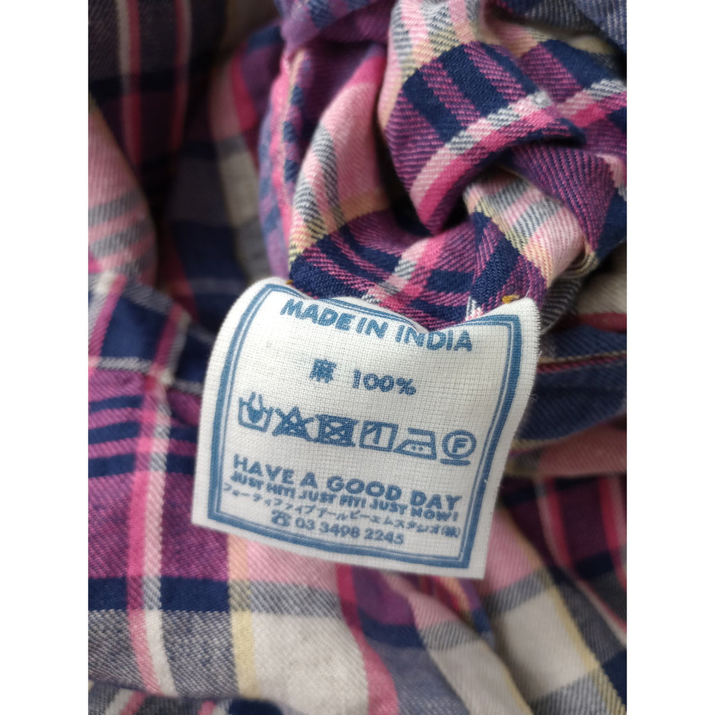 45R  フォーティファイブ アール  インド リネン ツイル のMシャツ ドレス  ピンク  ネイビー 【中古】