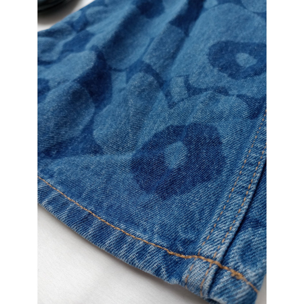 marimekko マリメッコ Maridenim Loose Unikko ジーンズ ウニッコ デニムパンツ ビンテージ加工 ブルー 【中古】