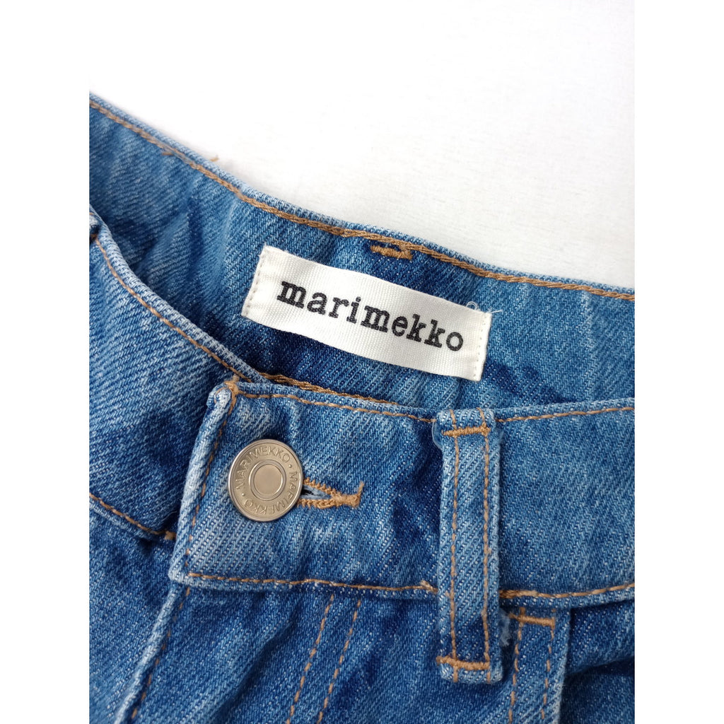 marimekko マリメッコ Maridenim Loose Unikko ジーンズ ウニッコ デニムパンツ ビンテージ加工 ブルー 【中古】