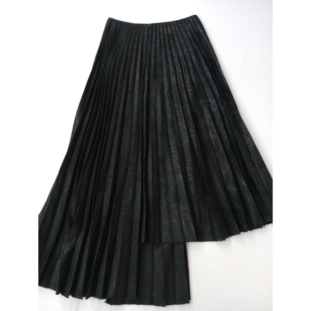 Y’s PINK ワイズ ピンク Asymmetric jacquard pleated skirt アシンメトリー ジャガード プリーツ スカート 黒 ブラック 2【中古】