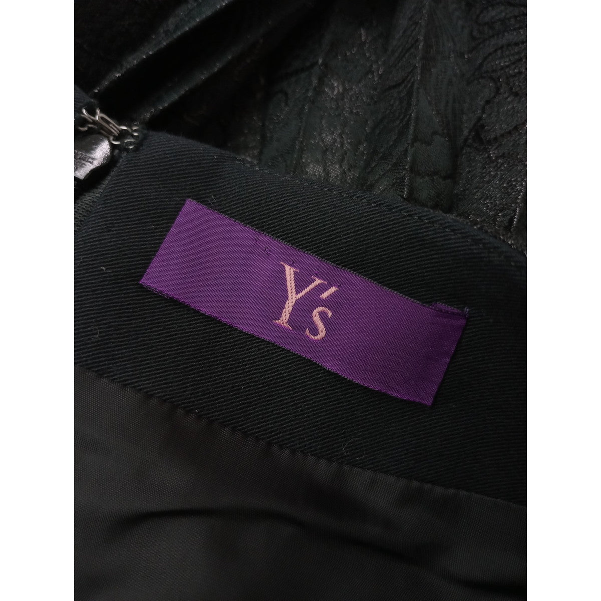 Y’s PINK ワイズ ピンク Asymmetric jacquard pleated skirt アシンメトリー ジャガード プリーツ スカート 黒 ブラック 2【中古】