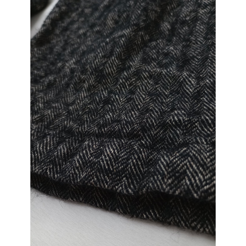 atelier naruse アトリエナルセshetland wool linen tuck wide pants ヘロンボーン 柄 シェットランドウール リネン パンツ  黒 ブラック(8M＋2163【中古】