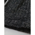 atelier naruse アトリエナルセshetland wool linen tuck wide pants ヘロンボーン 柄 シェットランドウール リネン パンツ  黒 ブラック(8M＋2163【中古】