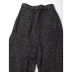 atelier naruse アトリエナルセshetland wool linen tuck wide pants ヘロンボーン 柄 シェットランドウール リネン パンツ  黒 ブラック(8M＋2163【中古】