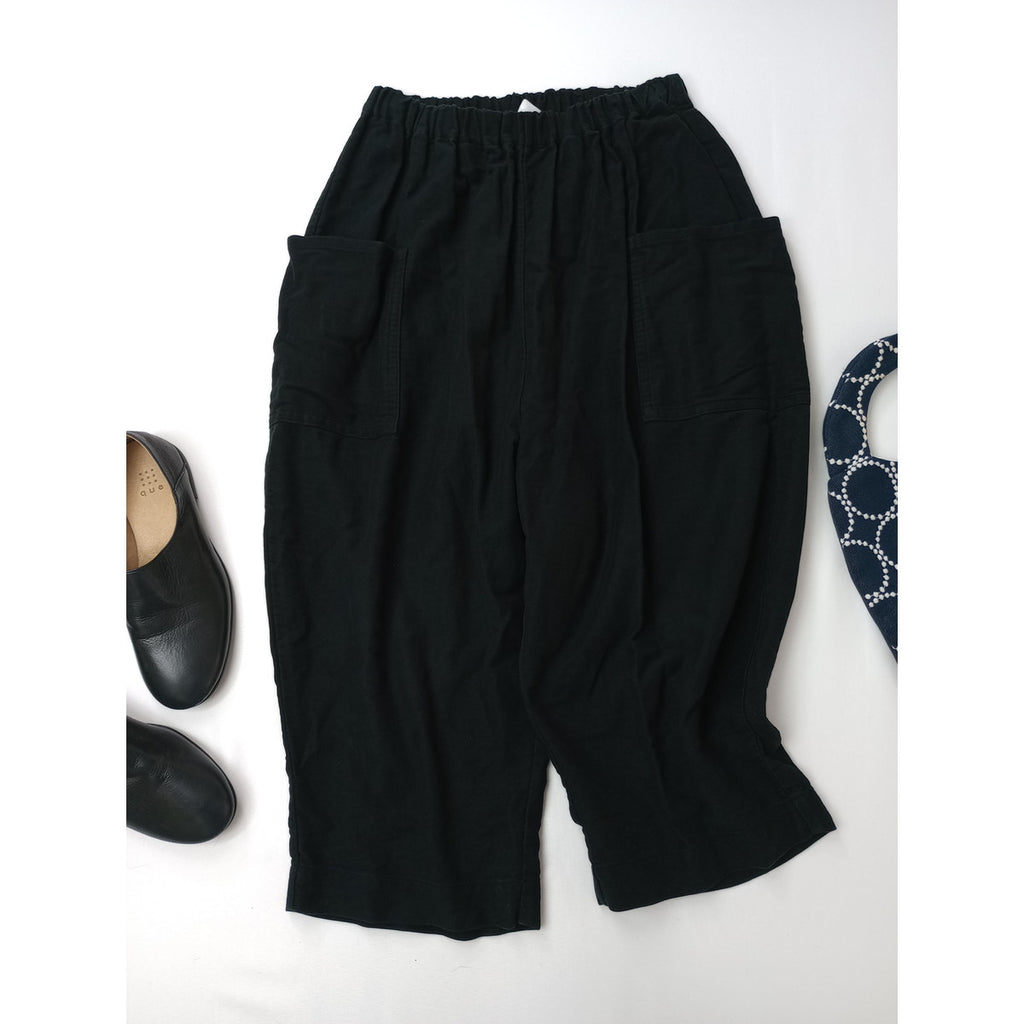 25AW  homspun ホームスパン コットン 綿 100％ イージーパンツ 黒 ブラック F