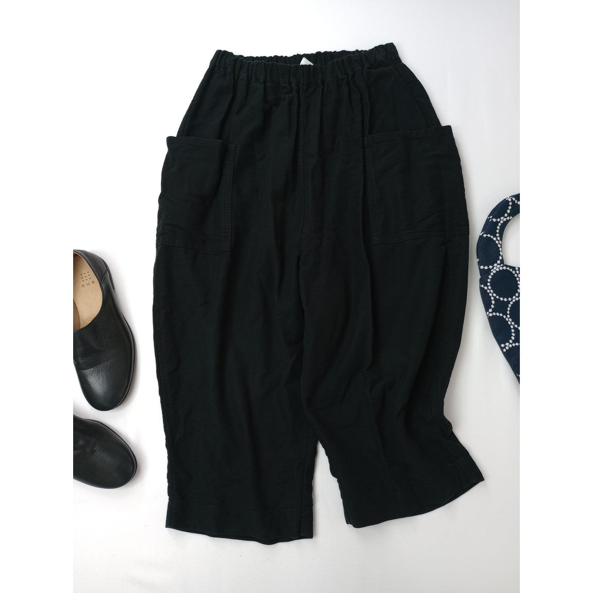 25AW  homspun ホームスパン コットン 綿 100％ イージーパンツ 黒 ブラック F