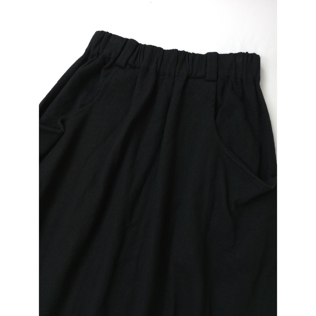25AW  atelier naruse アトリエナルセ wool punch gather skirt ウールポンチギャザースカート ロング 黒 ブラック (8M＋2166)【中古】