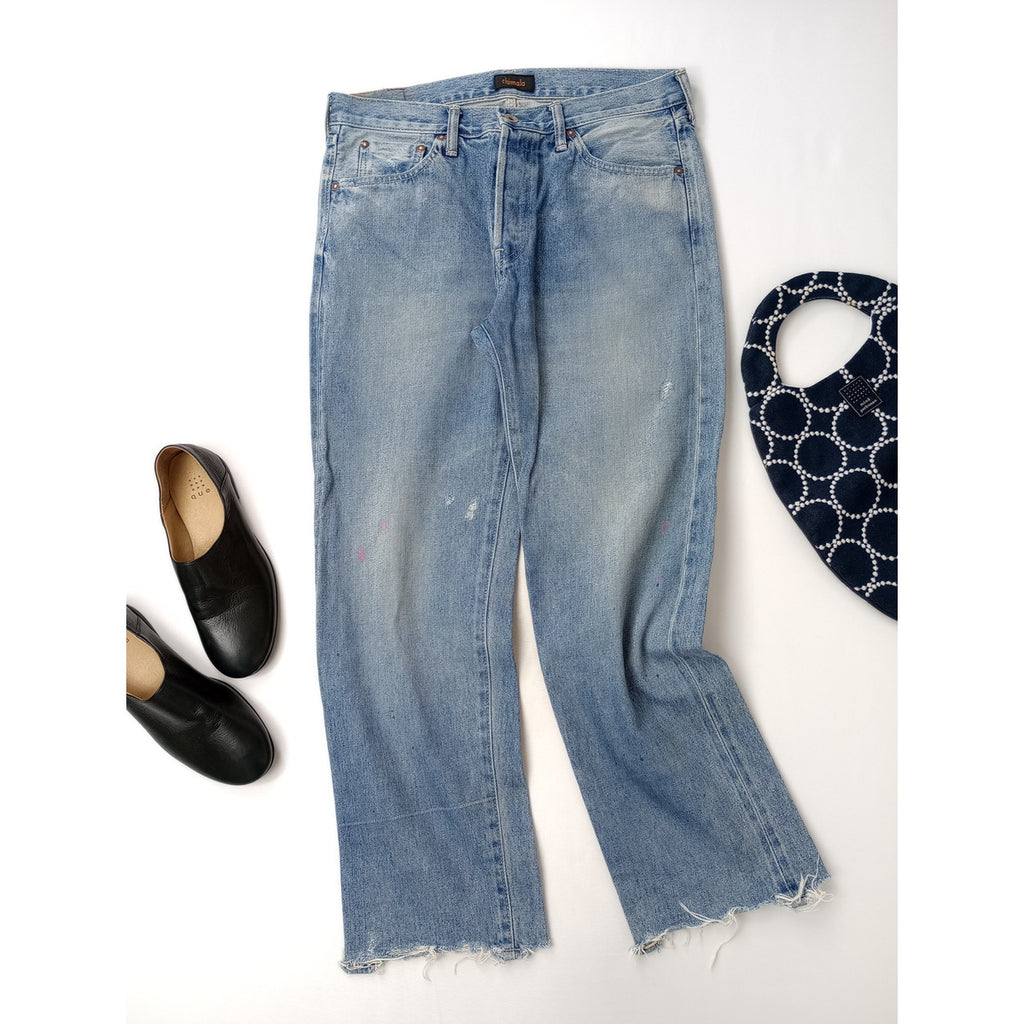 chimala チマラ SELVEDGE DENIM ANKLE CUT デニムパンツ ビンテージ加工 ブルー 28  【中古】