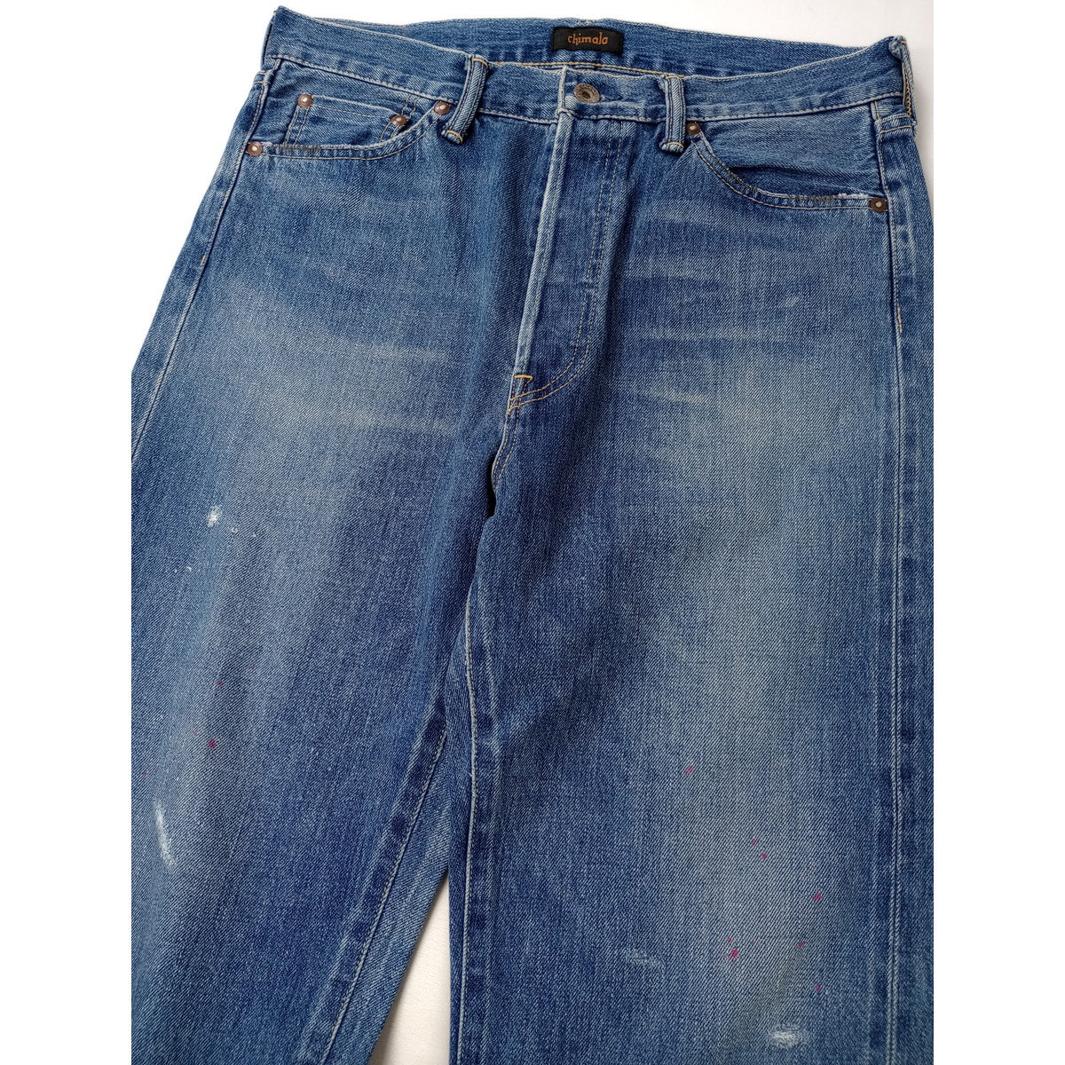 chimala チマラ デニムパンツ ビンテージ加工 ブルー 26  【中古】