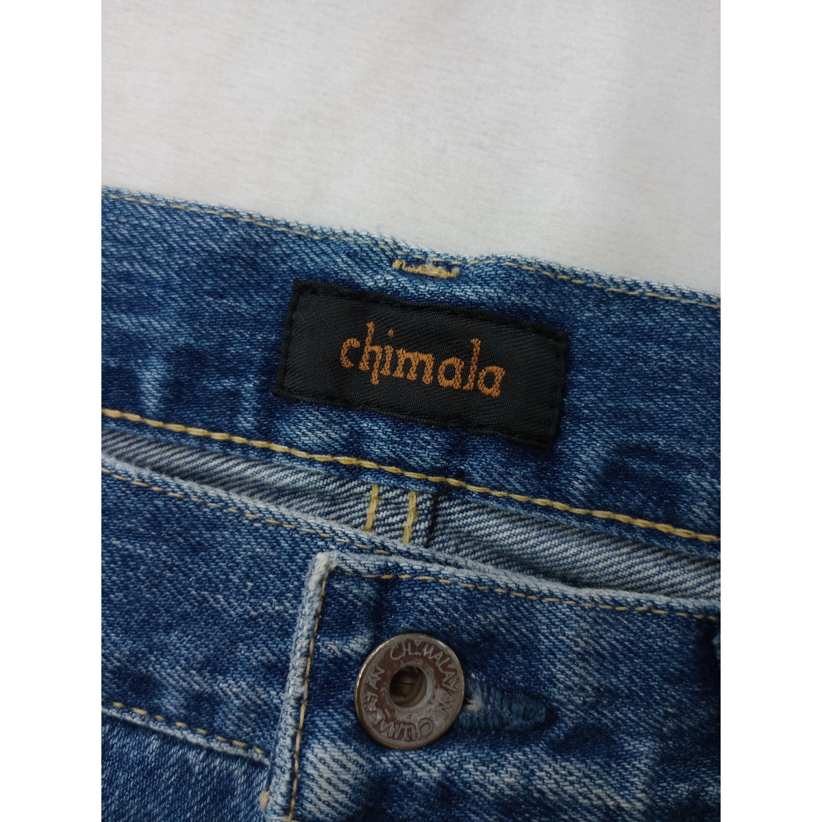 chimala チマラ デニムパンツ ビンテージ加工 ブルー 26  【中古】
