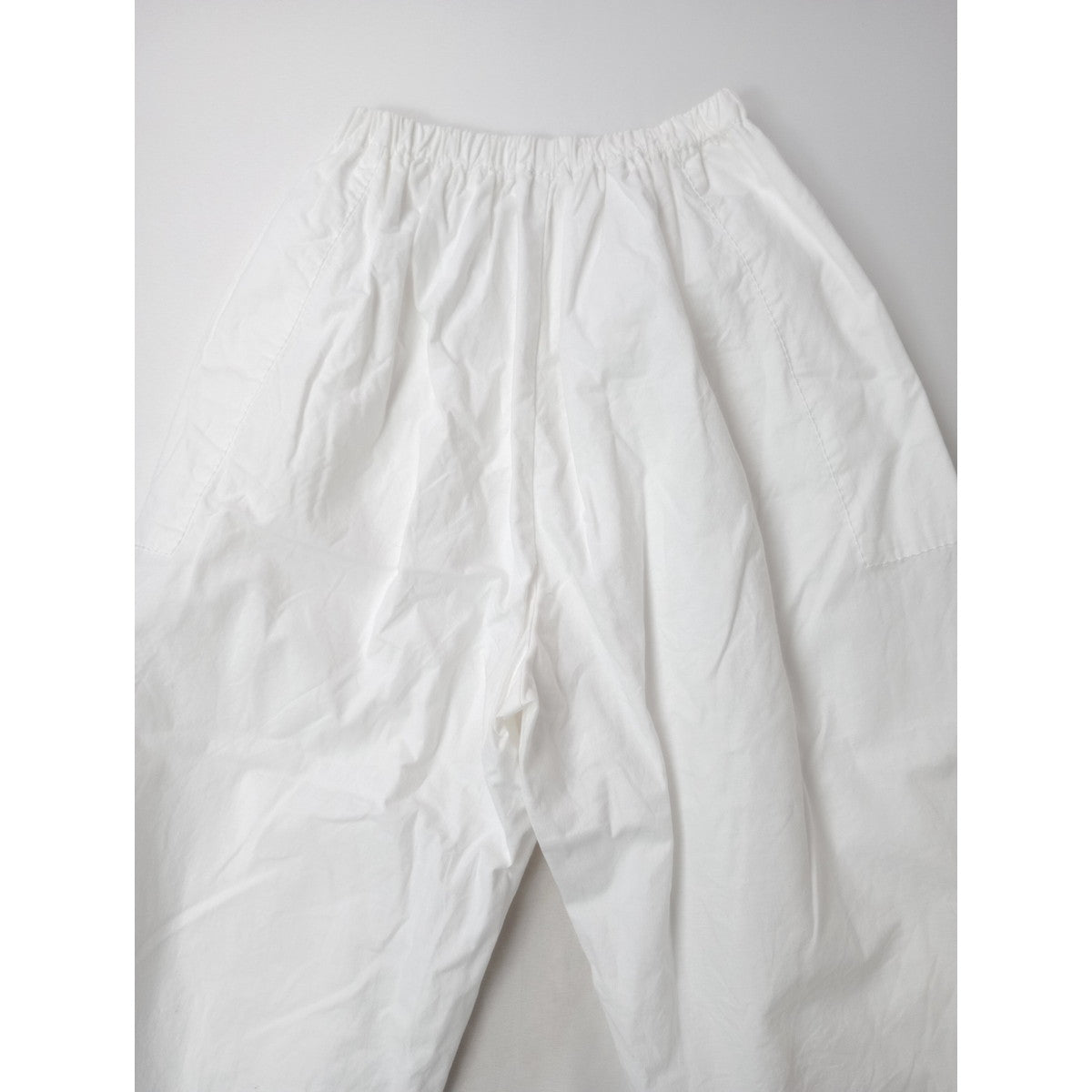 homspun ホームスパン コットン 綿 100％ バルキー シーチング ギャザー パンツ 白 ホワイト F【中古】