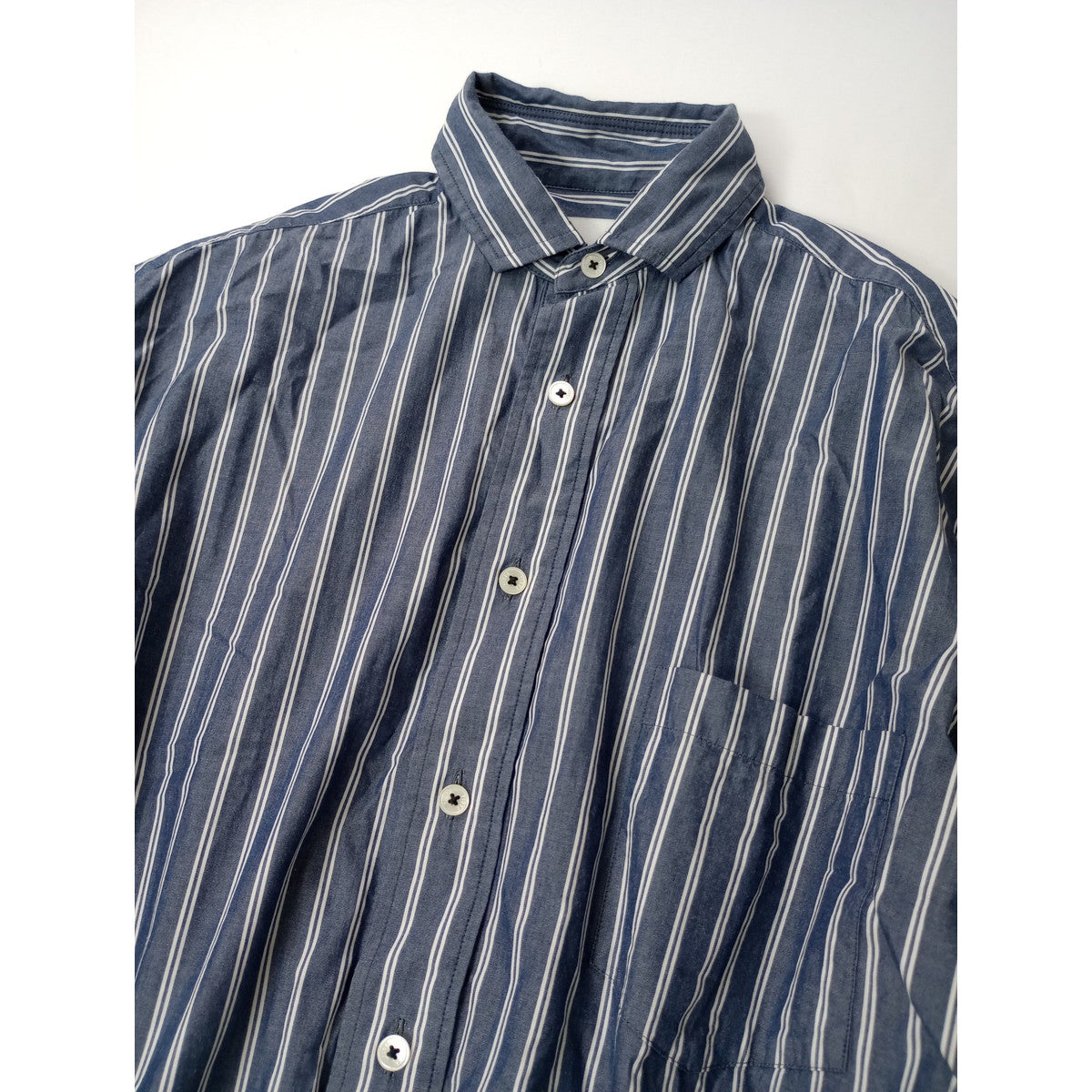 TICCA ティッカ ストライプ  長袖 シャツ ワンピース  ロング くすみ ネイビー  【中古】