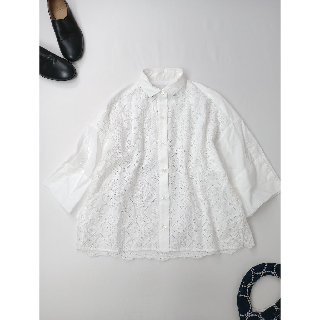 TICCA ティッカ レース ブラウス シャツ コットン 綿 100％  白 F 【中古】