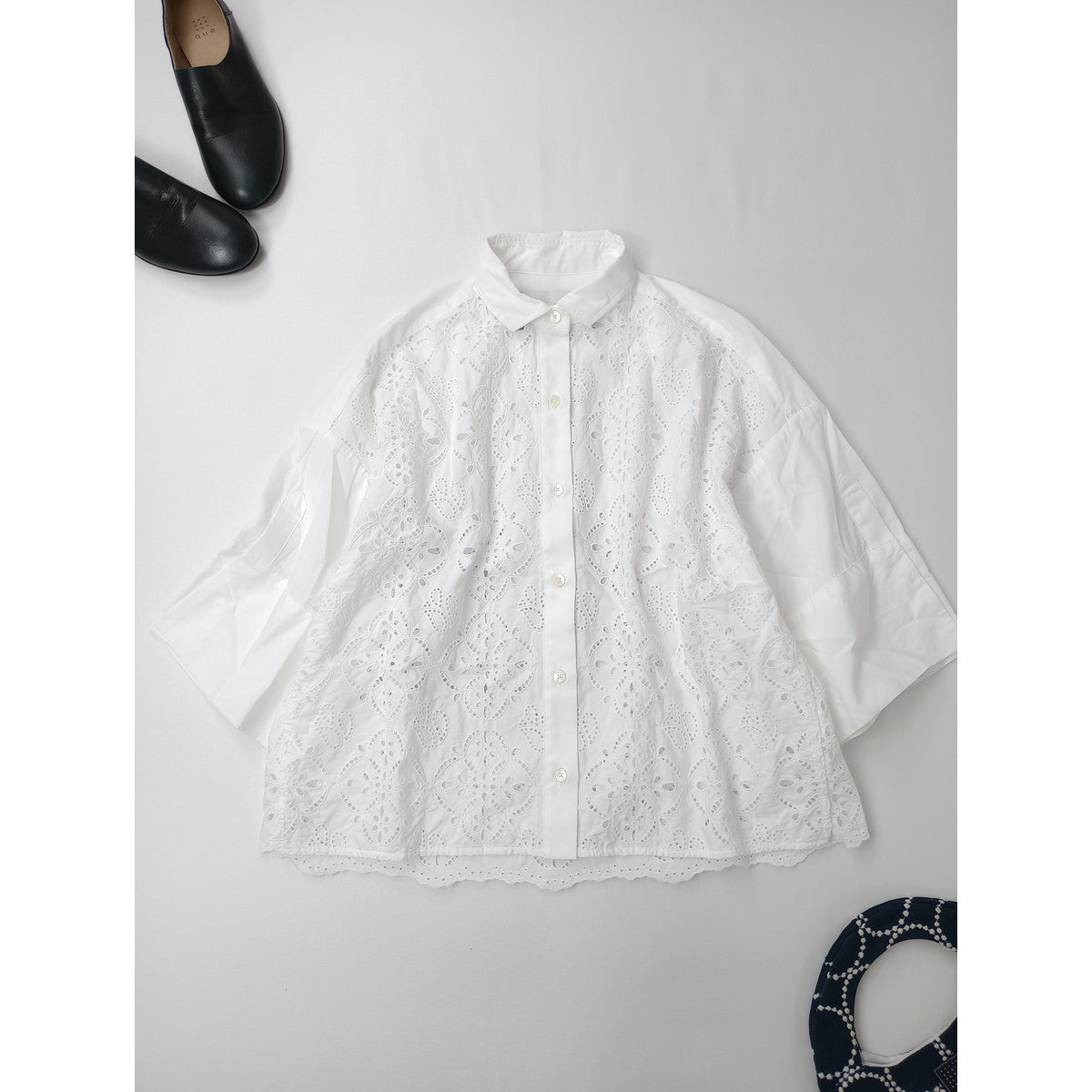 TICCA ティッカ レース ブラウス シャツ コットン 綿 100％  白 F 【中古】