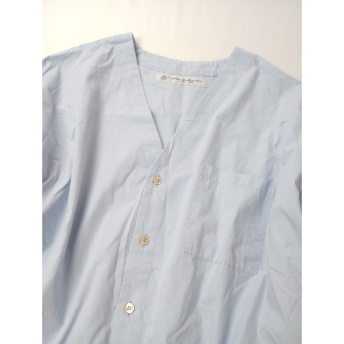 JOURNAL STANDARD LUXE ジャーナルスタンダード ラックス JULY ブラウス シャツ インド綿 タイプライター コットン 綿 100％ ライトブルー 【中古】