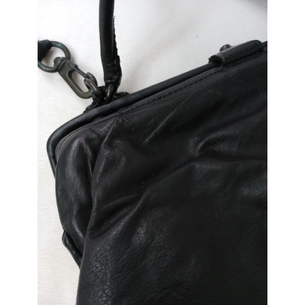 CHRISTIAN PEAU  クリスチャンポー  2way  レザー  がま口 ワンハンドル バッグ 黒 ブラック 【中古】