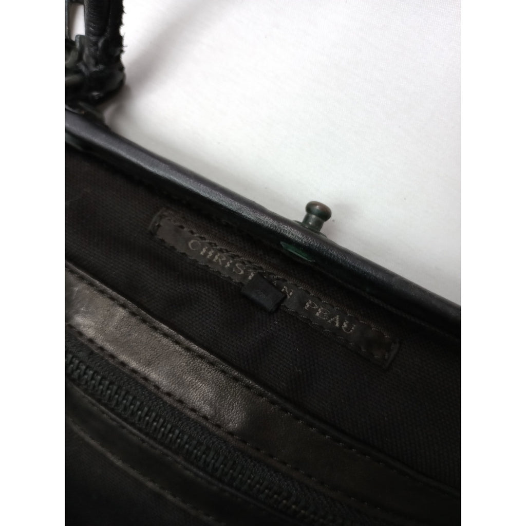 CHRISTIAN PEAU  クリスチャンポー  2way  レザー  がま口 ワンハンドル バッグ 黒 ブラック 【中古】