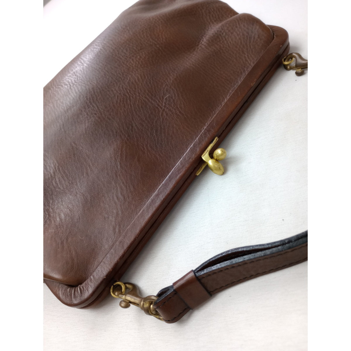 ARTS&SCIENCE アーツアンドサイエンス がま口 レザー ハンドバッグ ブラウン 【中古】