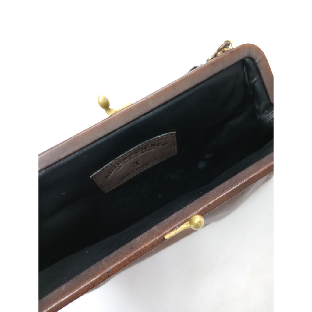 ARTS&SCIENCE アーツアンドサイエンス がま口 レザー ハンドバッグ ブラウン 【中古】