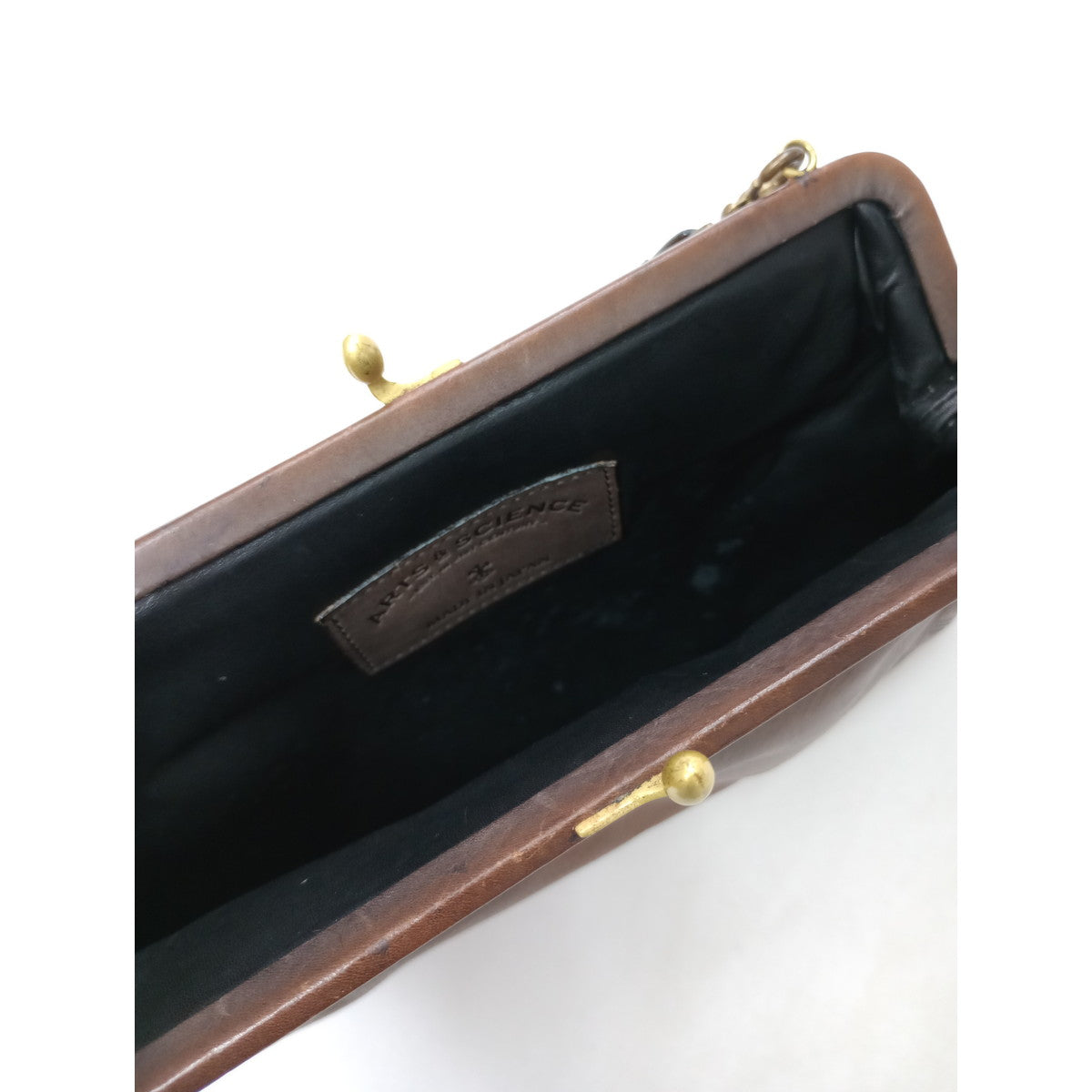 ARTS&SCIENCE アーツアンドサイエンス がま口 レザー ハンドバッグ ブラウン 【中古】