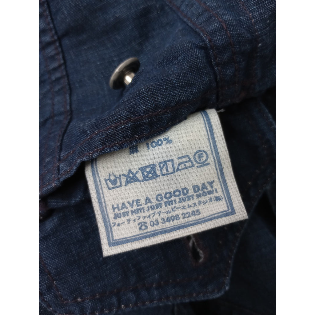 45rpm フォーティファイブアールピーエム  リネンの908空比古比女ジャン 麻 100％ ジャケット ブルー 【中古】