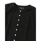 agnès b. アニエスベー  クルーネック  プレッション  カーディガン  黒 ブラック  38 【中古】